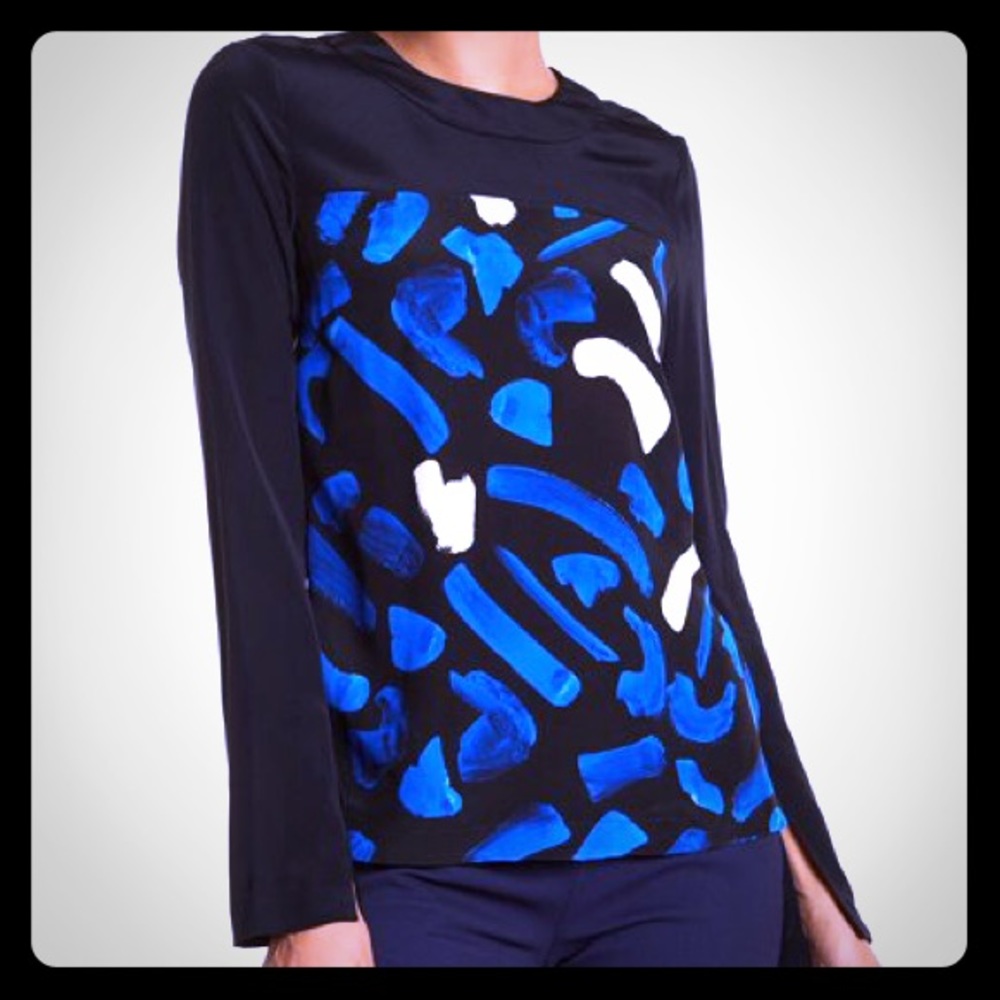 Jason Wu Grey - black and blue silk blouse
